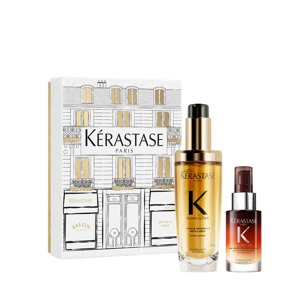 ELIXIR ULTIME HAIR OIL & NUTRITIVE 8H MAGIC NIGHT SERUM LUXURY DUO HOLIDAY GIFT SET